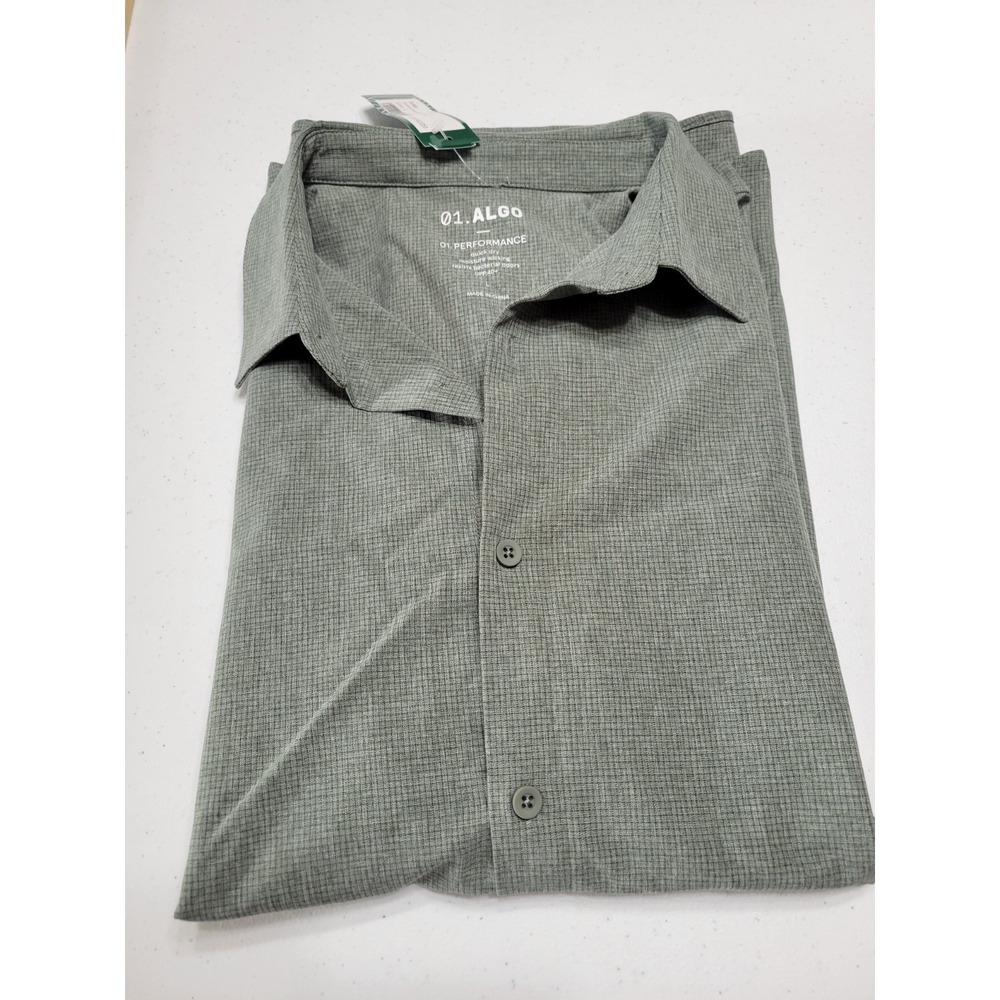 01.Algo NWT Mens Performance Large Green Tommi Commuter Short Sleeved Button Up - Picture 8 of 10